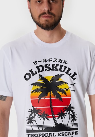 Oldskull Shirt 'Wrldvibe Palmtee' in White