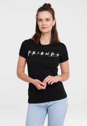 LOGOSHIRT Shirt 'Friends - Logo' in Black: front