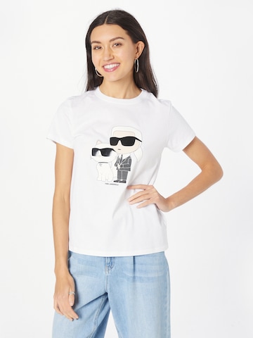 Karl Lagerfeld T-shirt 'Ikonik 2.0' i vit: framsida