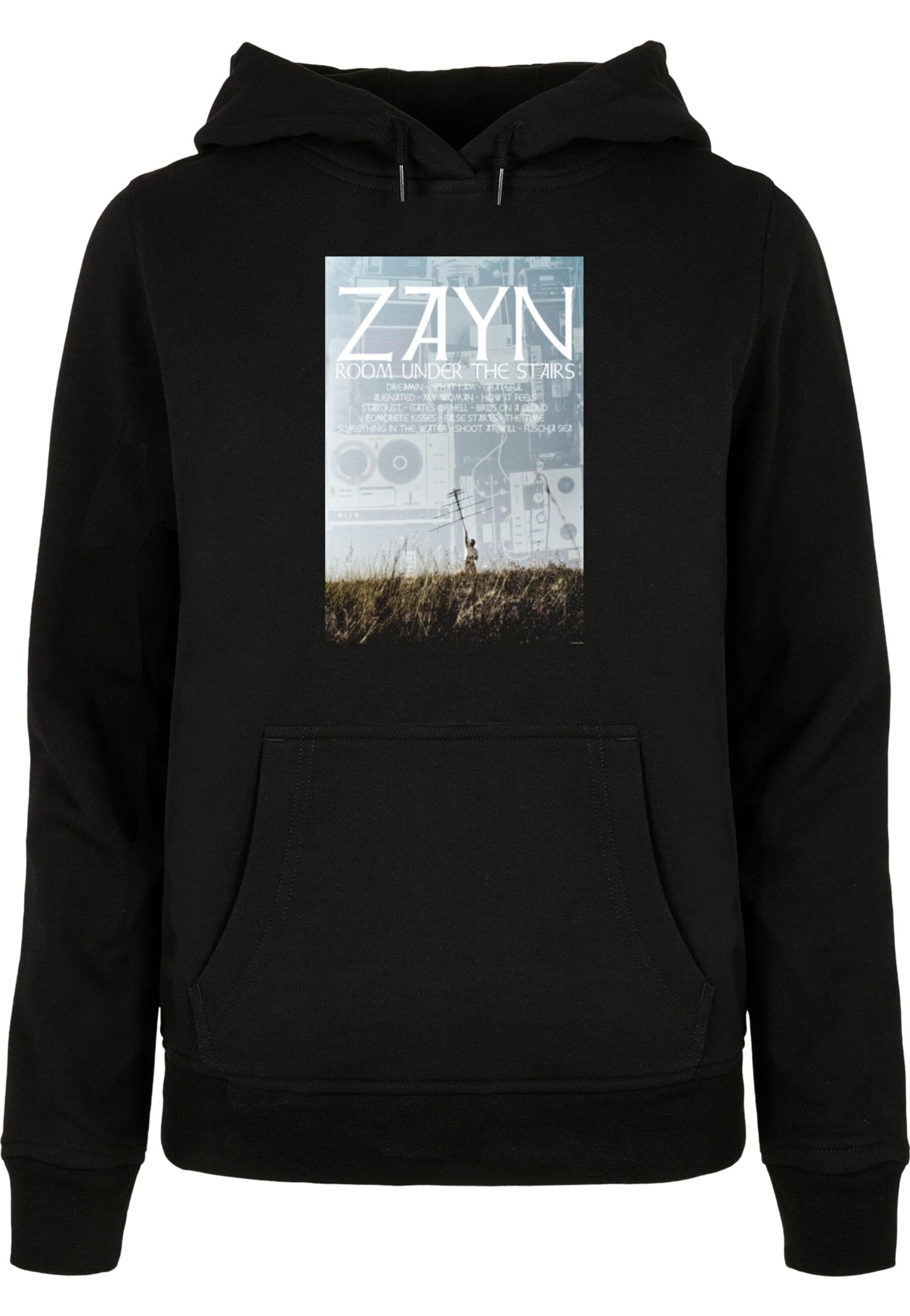 Merchcode Sweatshirt 'ZAYN - Tracklist Antannae' in Schwarz: Vorderseite