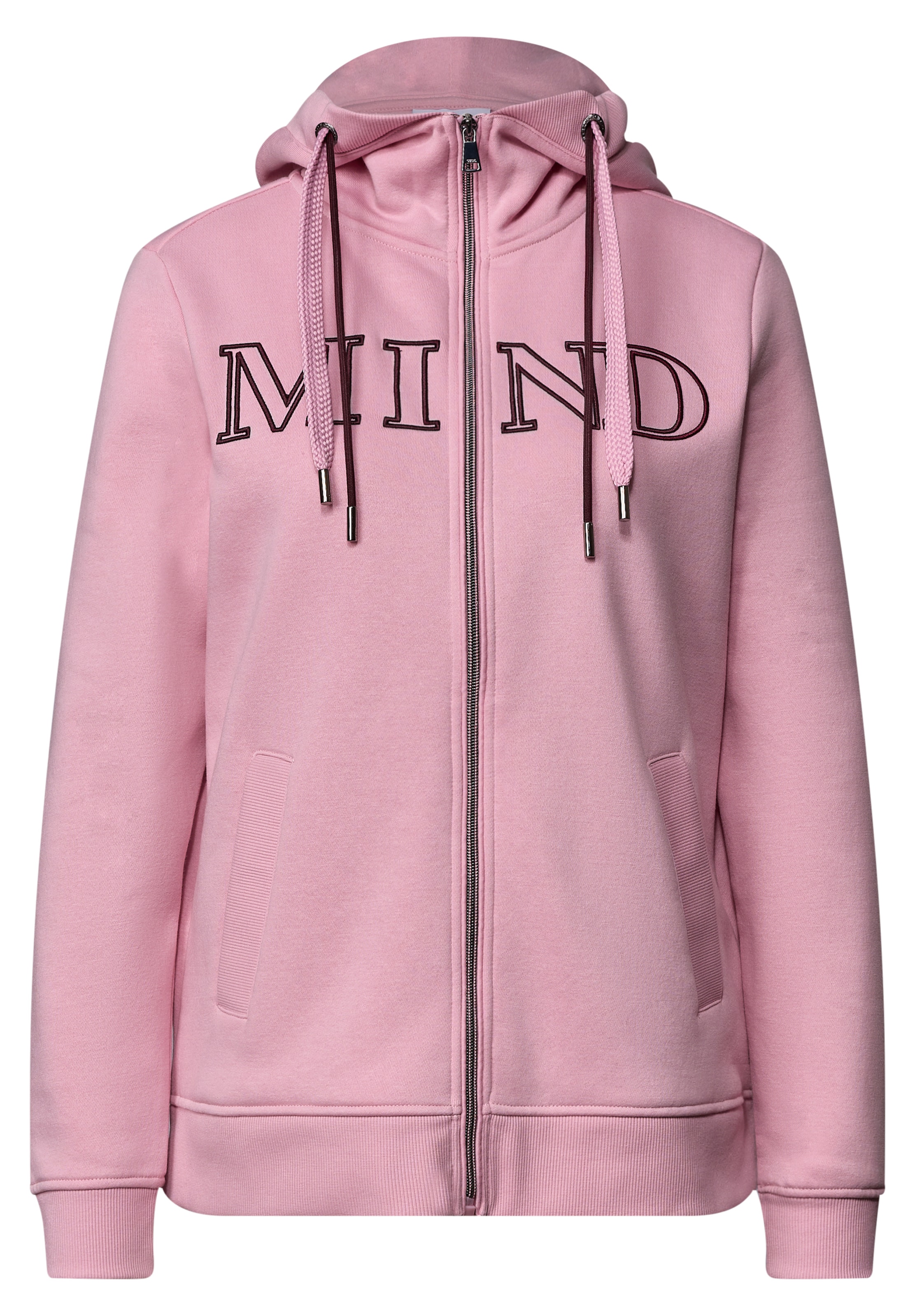 CECIL Sweatjacke mit Wording Artwork in XXXL in altrosa, Produktansicht