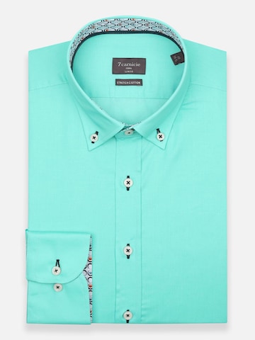 Slim fit Camicia business 'Leonardo Sport Poplin Stretch Man Shirt Black' di 7Camicie in verde