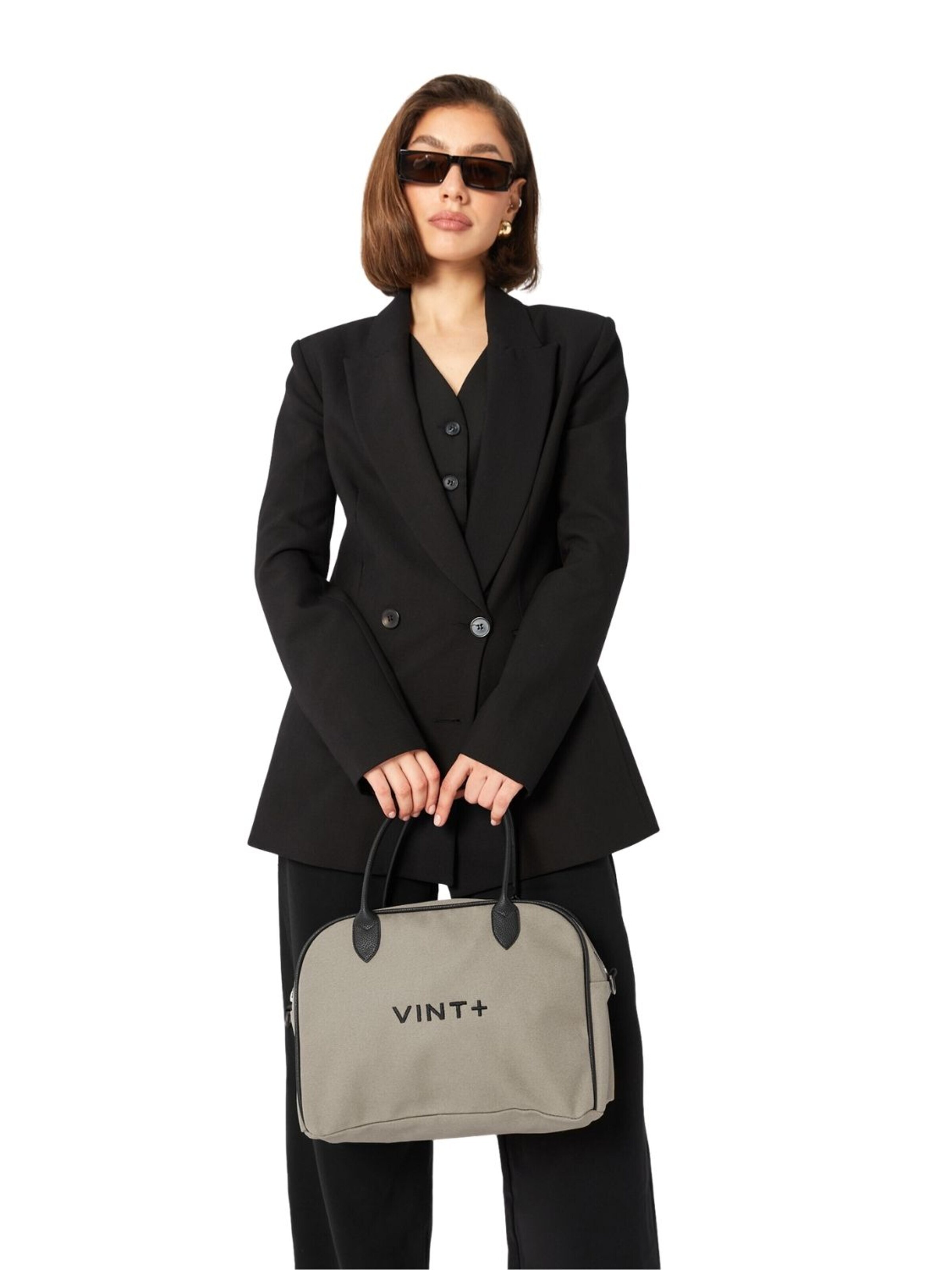 VINT+ Handbag 'Bowling Bag' in Grey