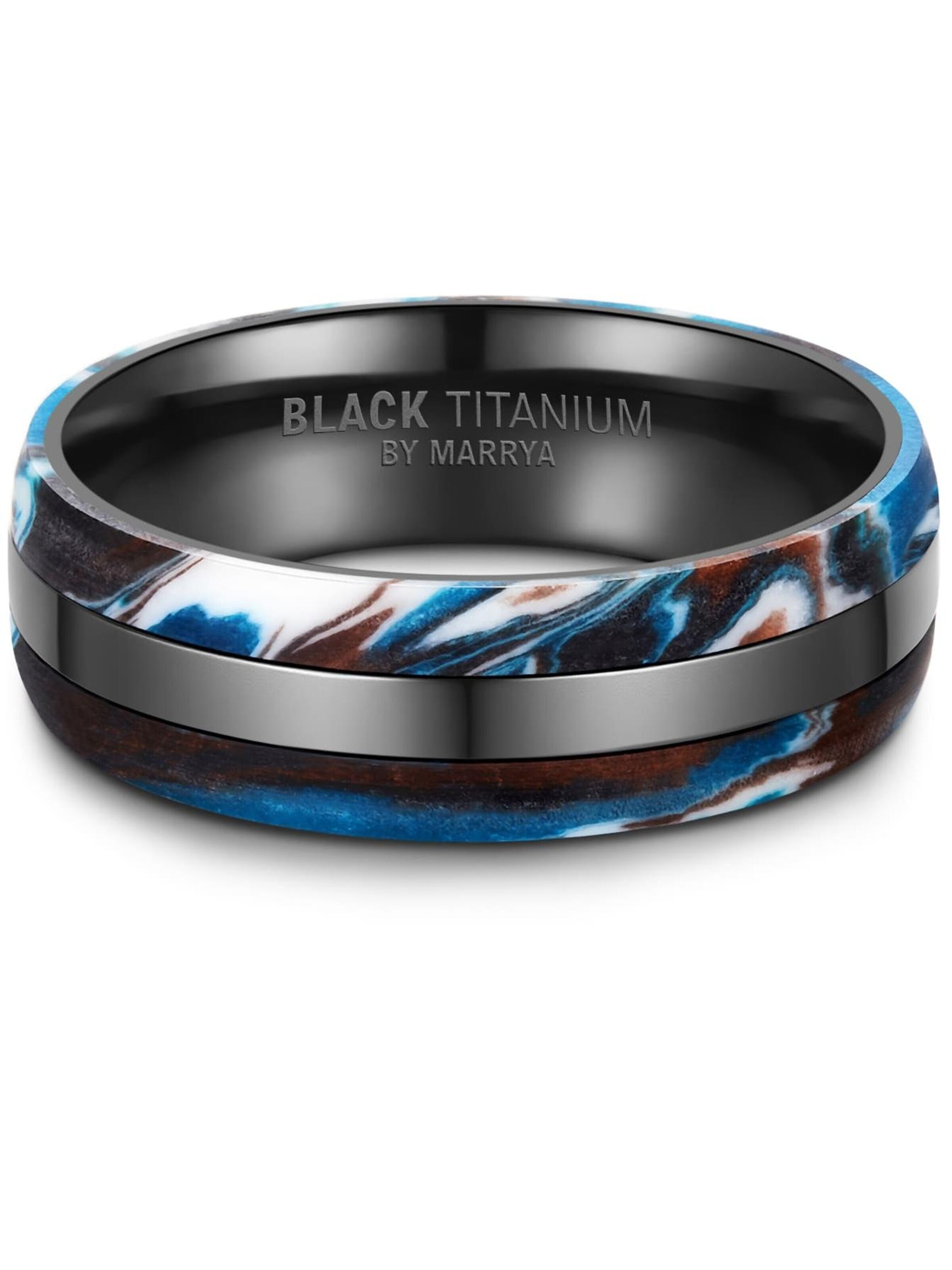 Anello 'MARRYA BT-16 Black Titanium Ocean Blue Edition' di MARRYA in nero
