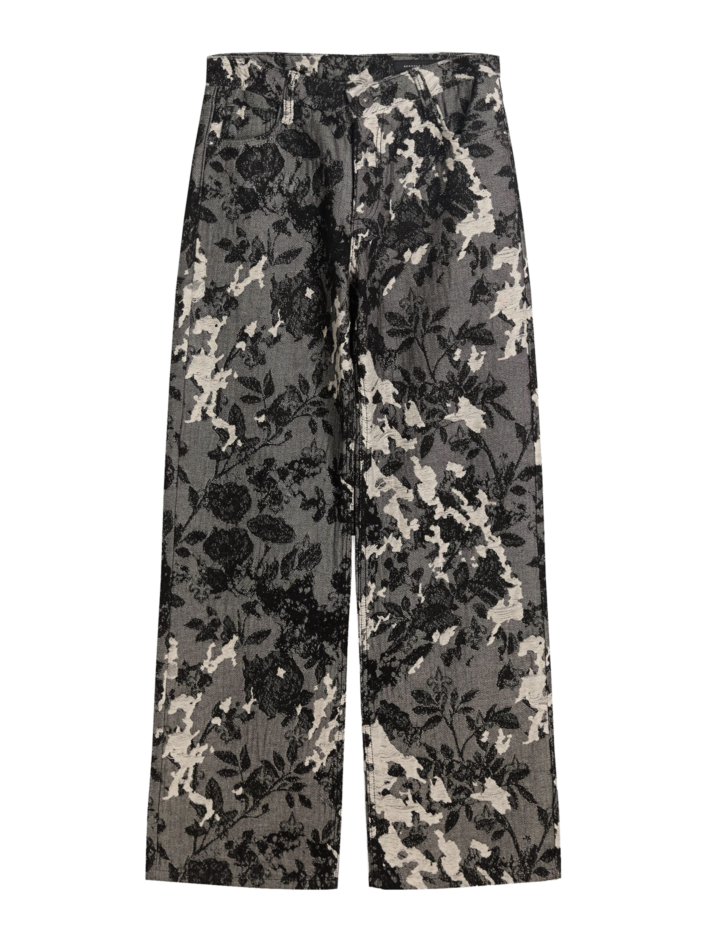 Bershka Široký strih Džínsy - Čierna: predná strana