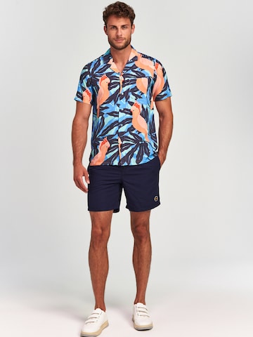 Shiwi Regular Fit Hemd 'Tropical Cockatoo' in Blau