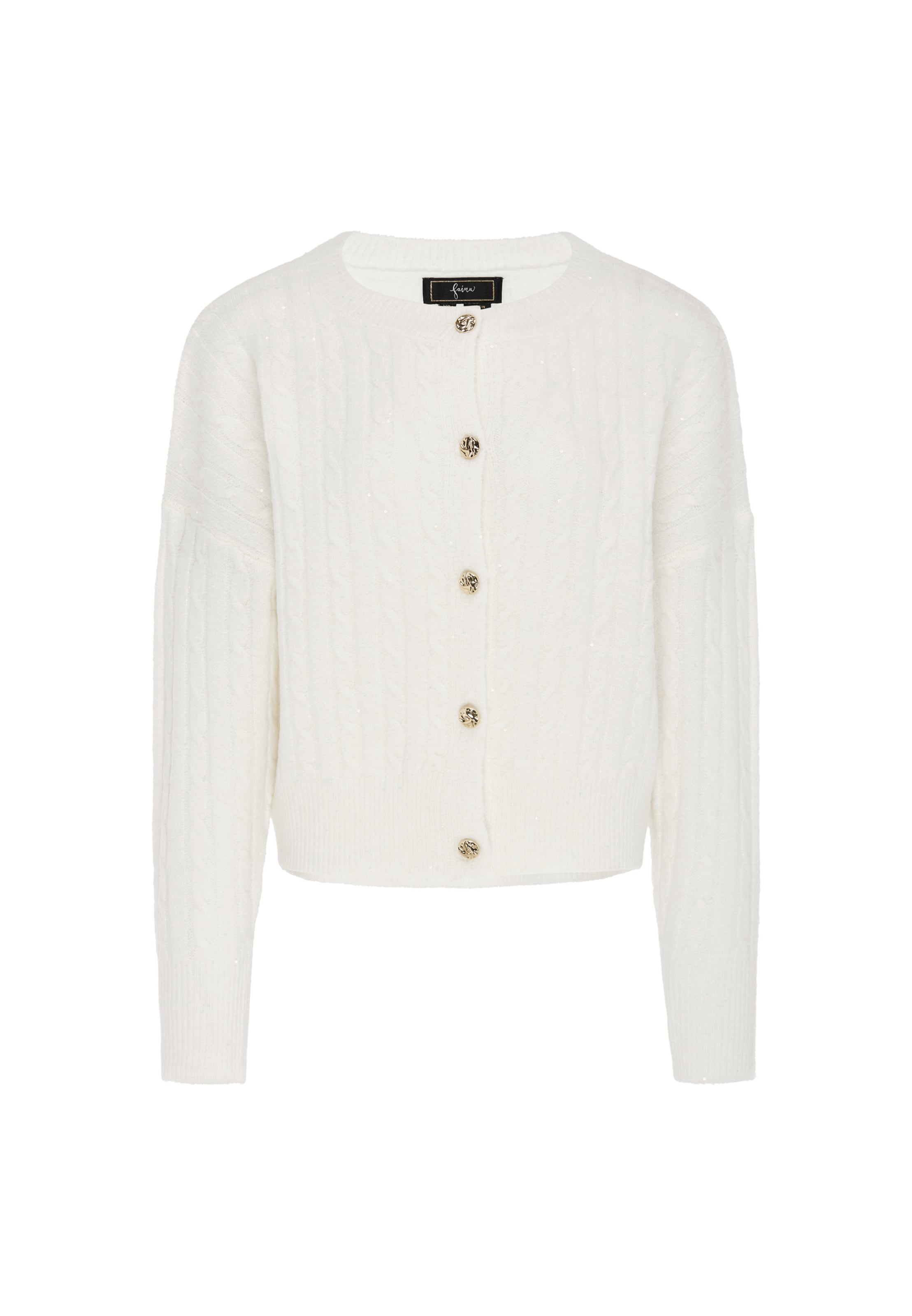 faina Gebreid vest in Wit: voorkant