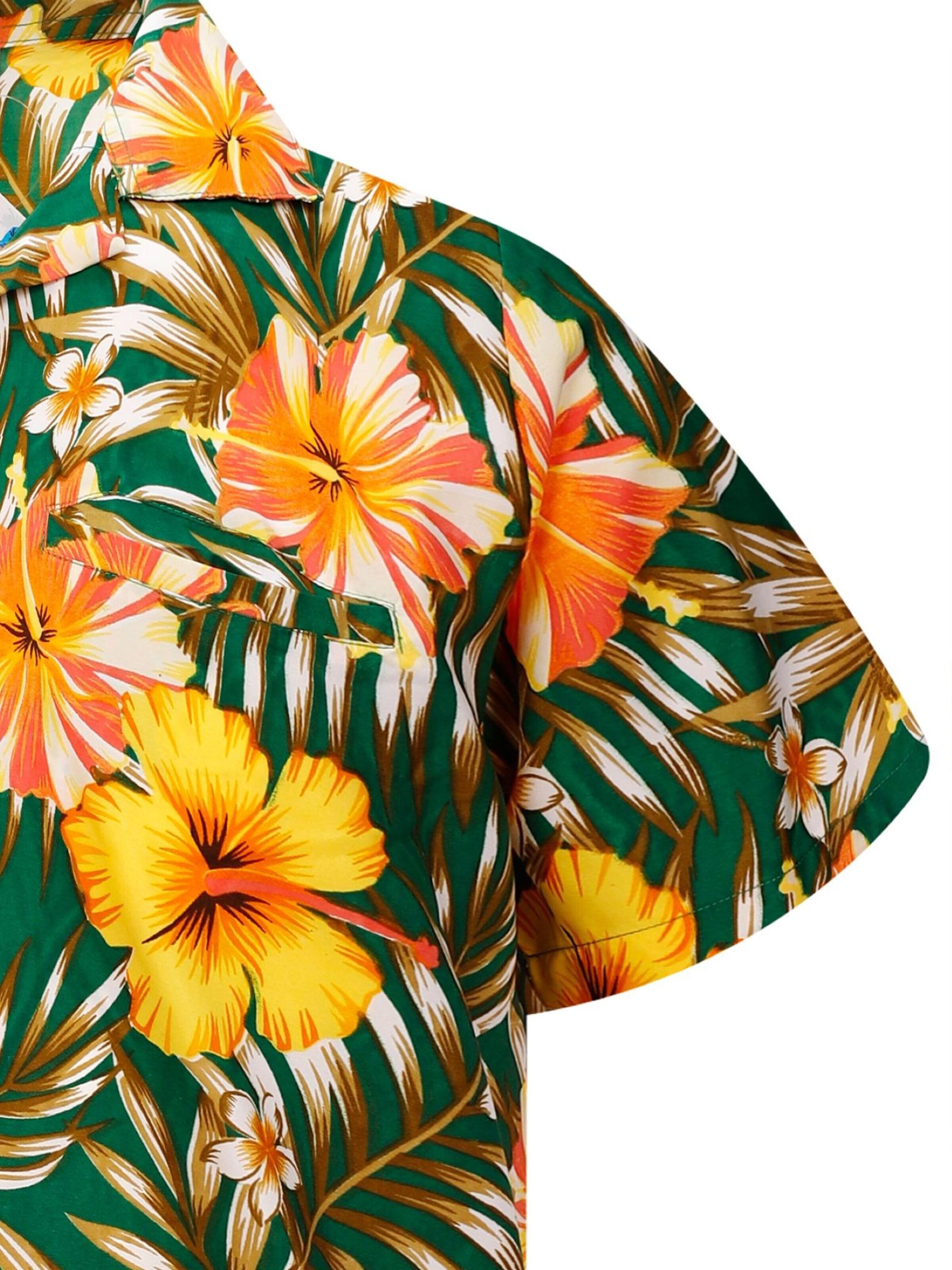 King Kameha Regular fit Overhemd 'Tropical Hibiscus' in Groen