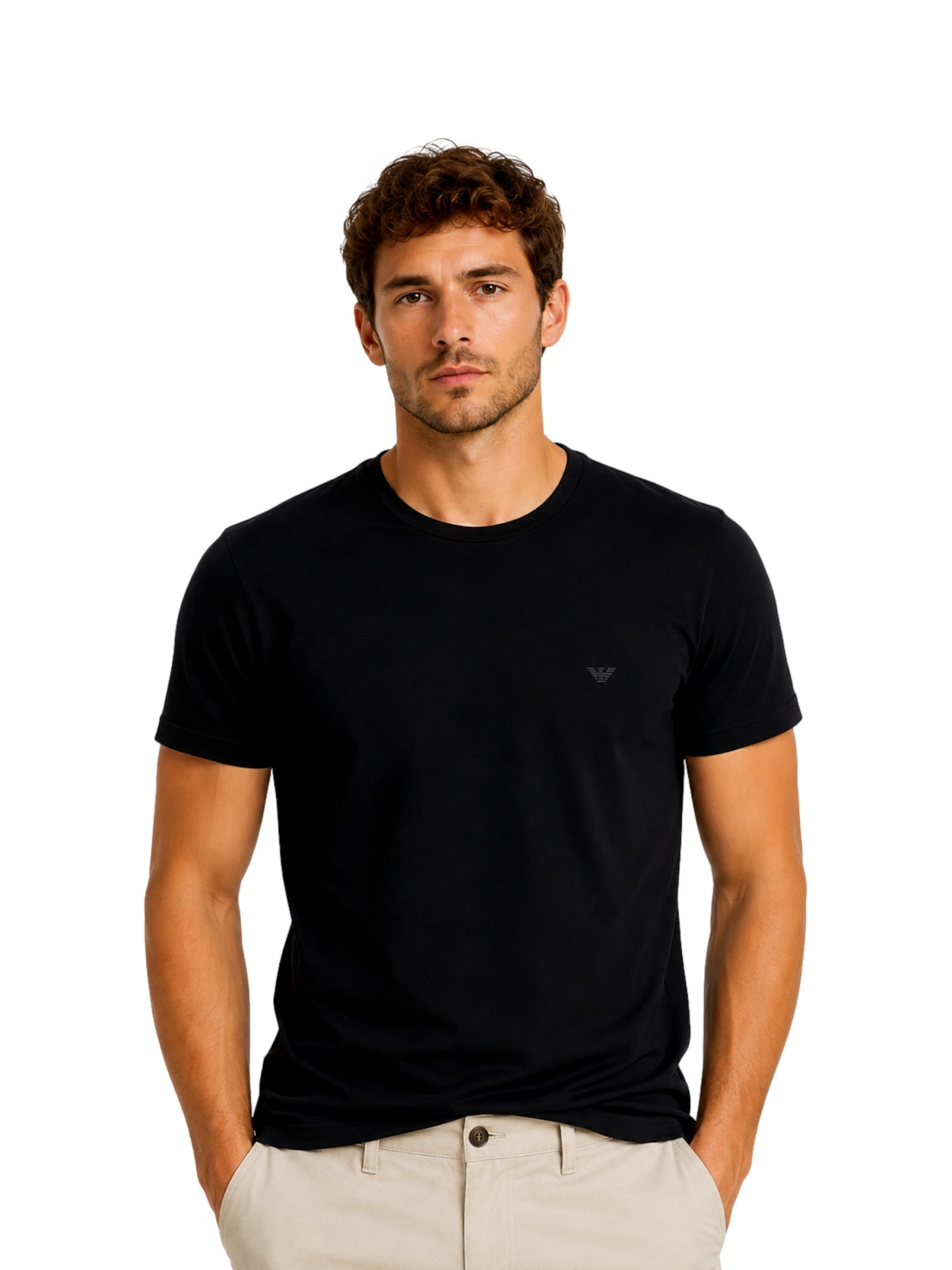 Emporio Armani Shirt 'Doppelpack' in Zwart: voorkant