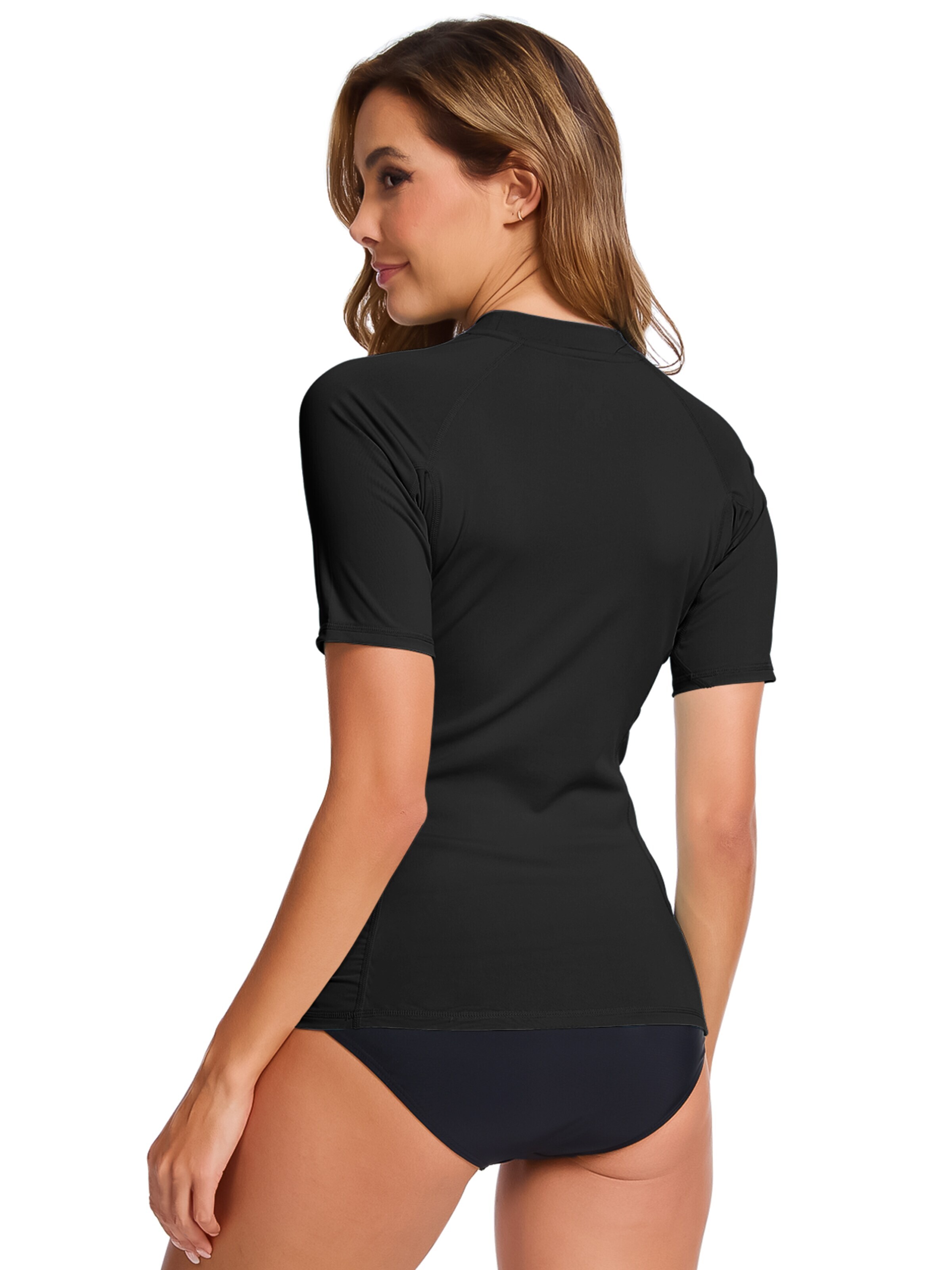 MEETWEE T-shirt Tankini Top '2-Pack UV Shirt Quick-Drying' in Black