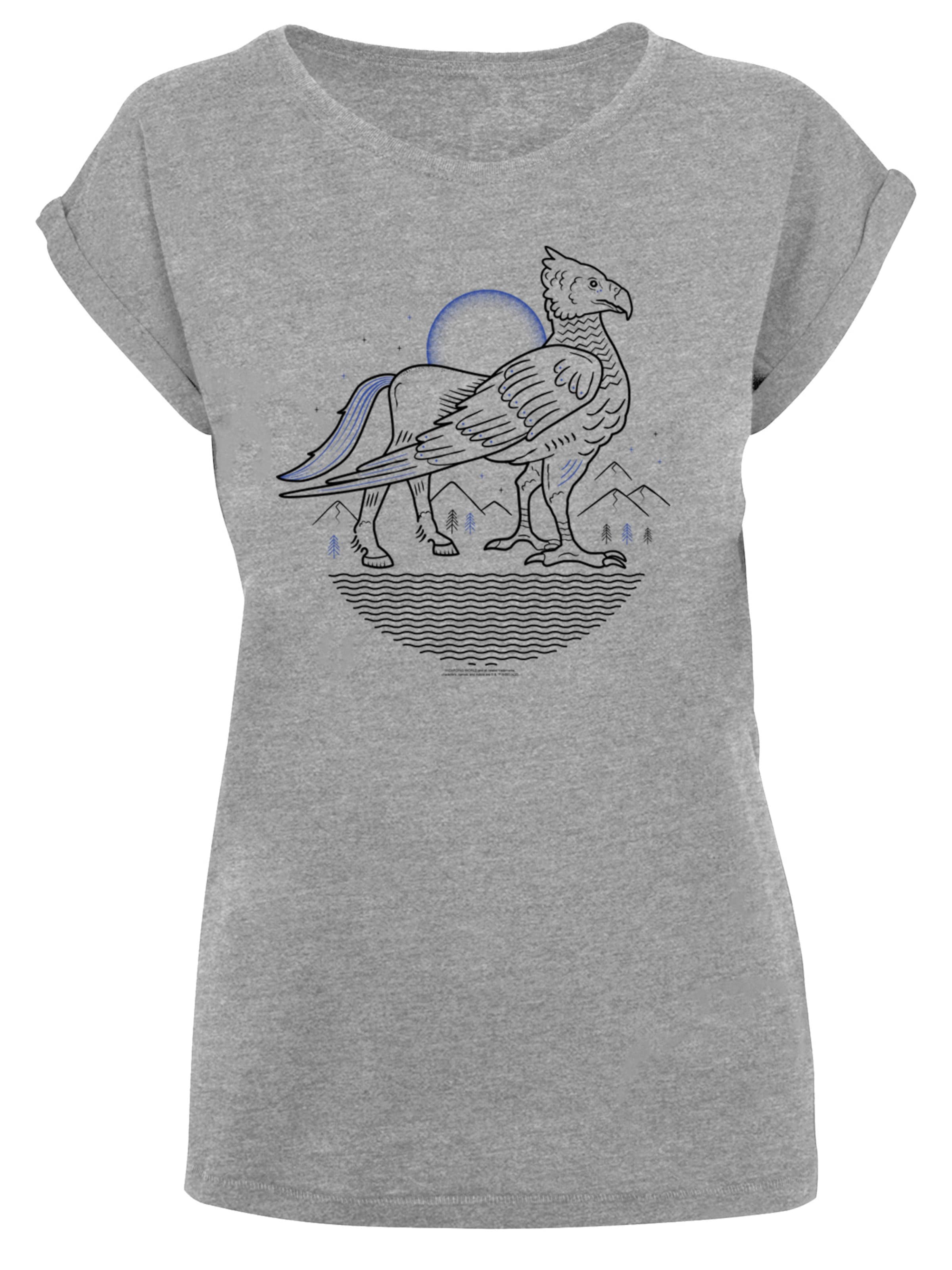 F4NT4STIC T-Shirt 'Harry Potter Buckbeak Line Art' in blau / graumeliert / schwarz, Produktansicht
