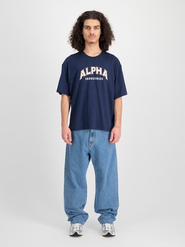 ALPHA INDUSTRIES Shirt 'College T' in Blauw