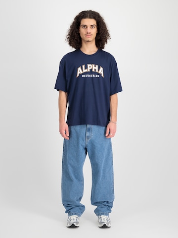 ALPHA INDUSTRIES - Camisa 'College T' em azul