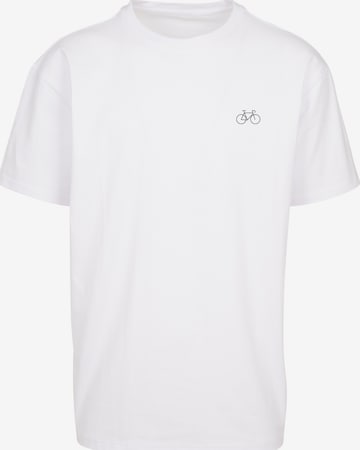 Urban Classics - Camisa 'Racing Bike' em branco: frente