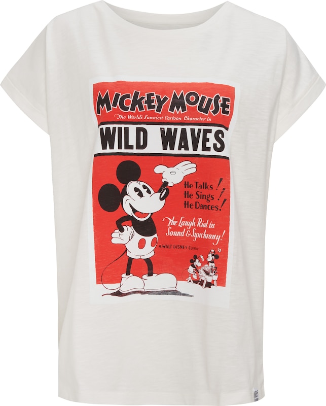 Recovered T-Shirt 'Mickey Mouse Wild Waves' in Ecru