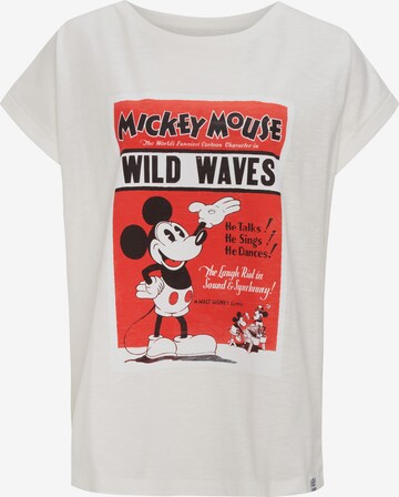 Recovered T-Shirt 'Mickey Mouse Wild Waves' in Beige: predná strana