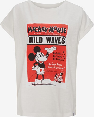 Recovered T-Shirt 'Mickey Mouse Wild Waves' in ecru / rot / schwarz, Produktansicht