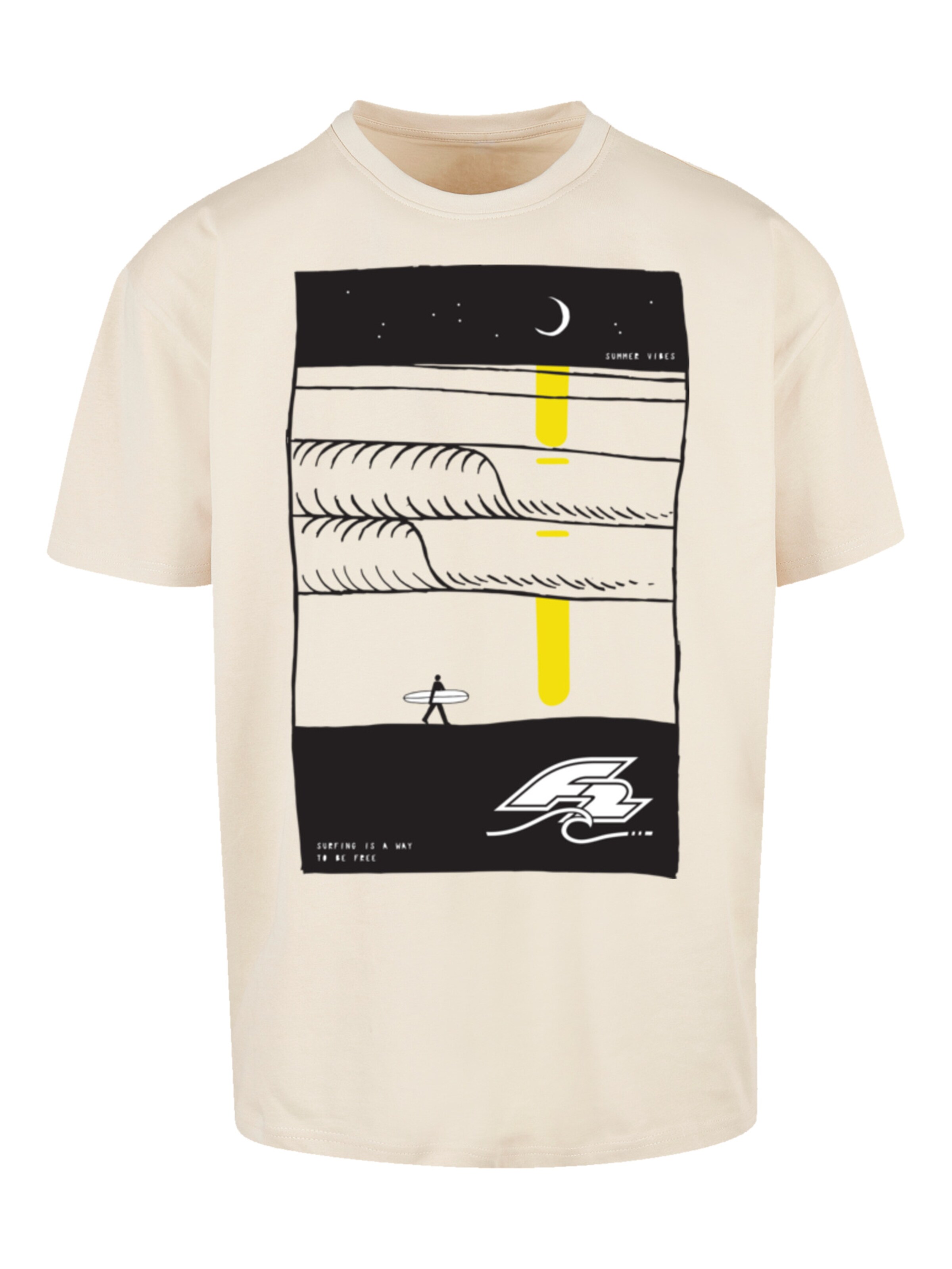 F2 Shirt 'Be Free Surfer Style Sommer' in Beige: front