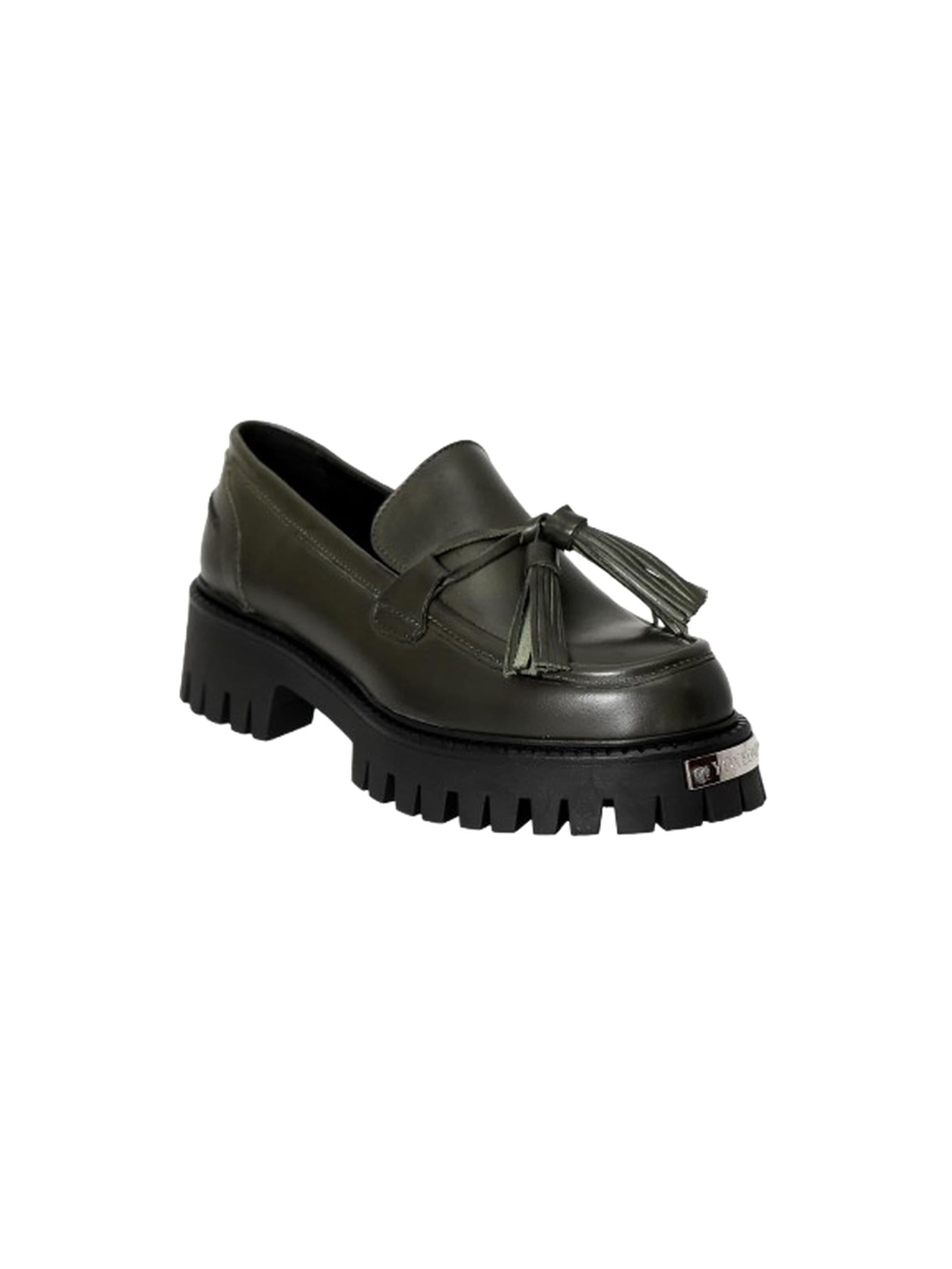Yoxeone - Mocasines 'TASSEL FORCE' en verde: frente