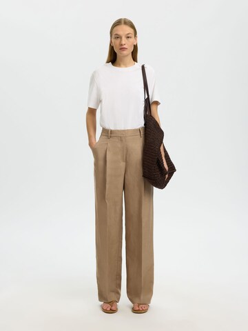 Wide Leg Pantalon à pince SELECTED en beige