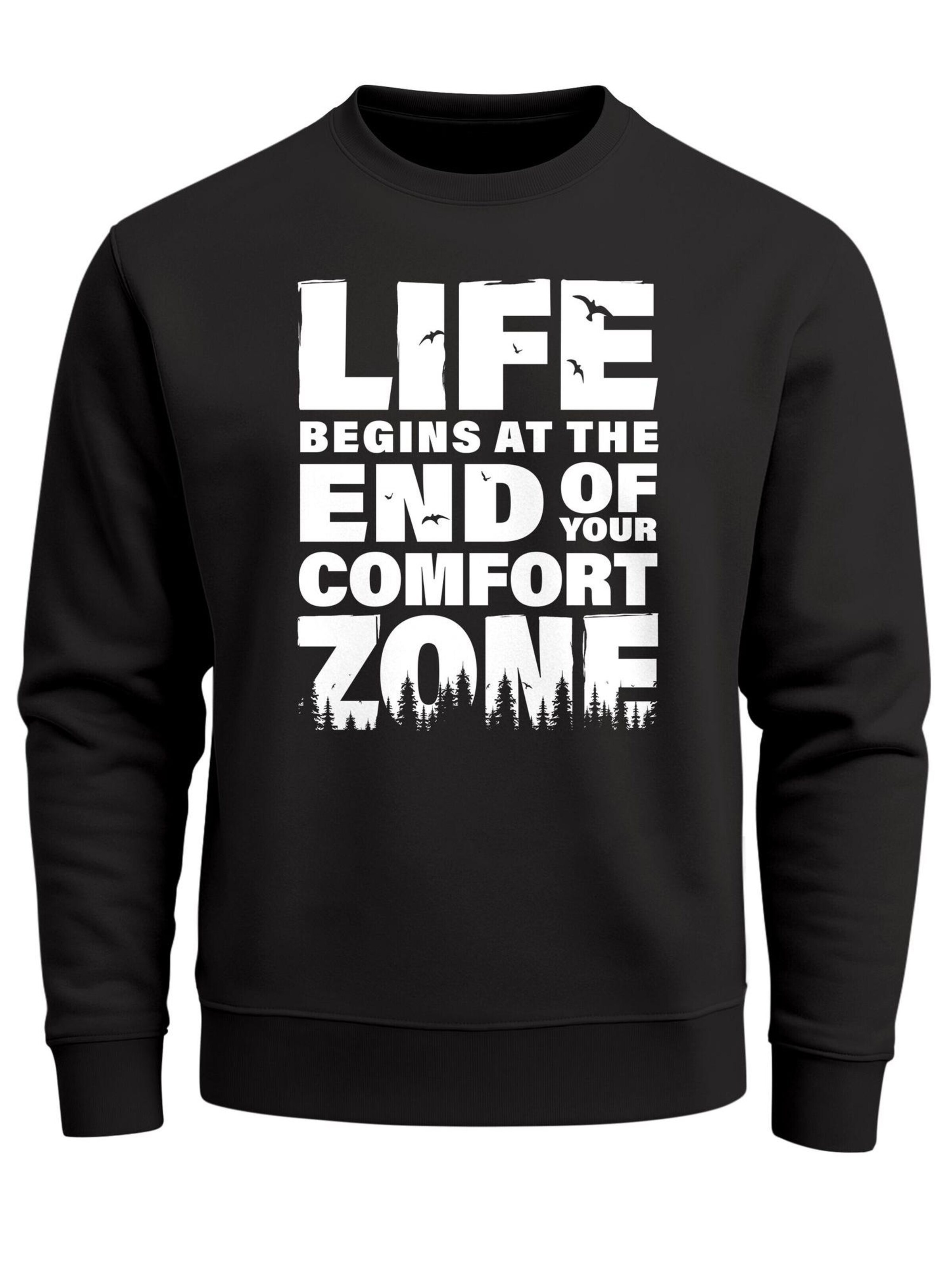 Neverless Sweatshirt 'life begins' in Black: front