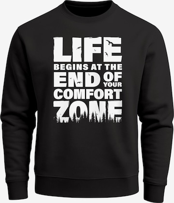 Neverless Sweatshirt 'life begins' in Schwarz: Vorderseite