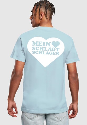 Merchcode T-Shirt 'MHSS Herz' in Blau: Vorderseite