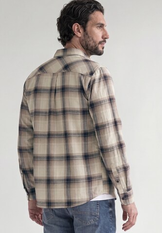 Street One MEN Regular Fit Langarm Hemd mit Karomuster in Beige