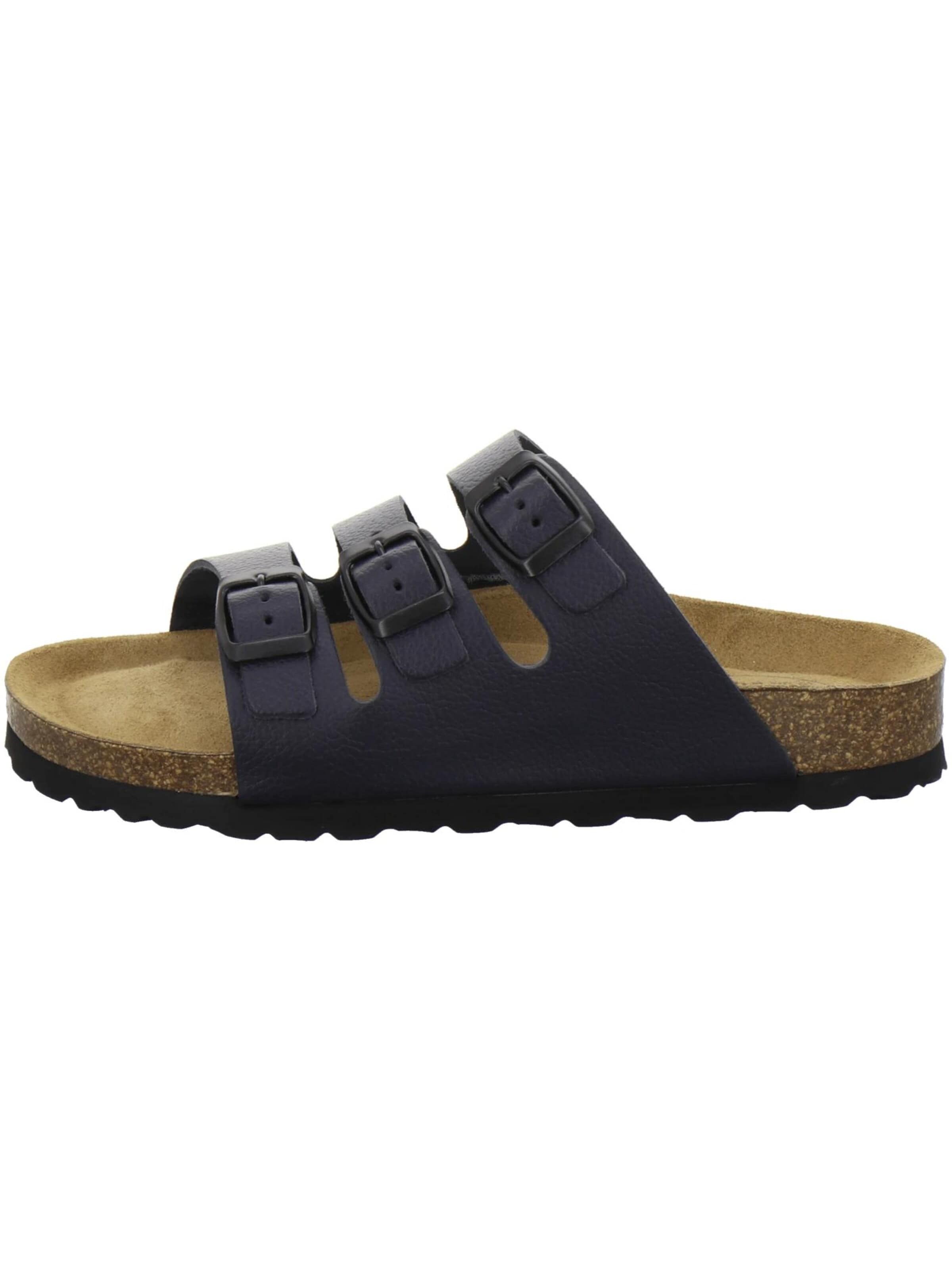 AFS-Schuhe - Zapatos abiertos 'Pantoletten Damen Dreischnaller navy' en azul