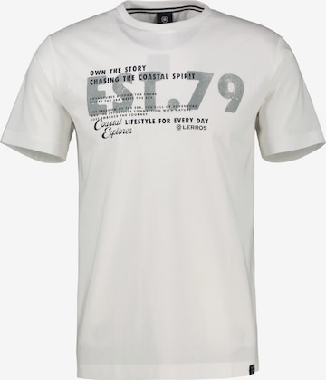 LERROS T-Shirt mit Brustprint, Grosse Grössen in Weiß: Vorderseite