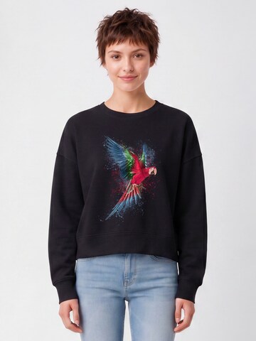 Watapparel Sweatshirt 'Papagei' in Black: front