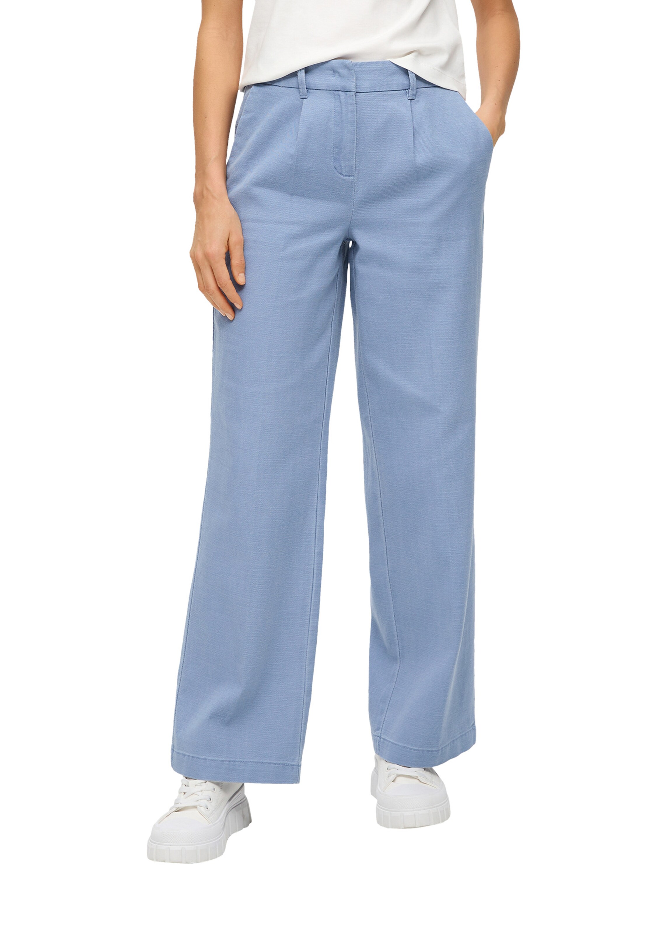 s.Oliver Wide leg Pleat-Front Pants in Blue: front