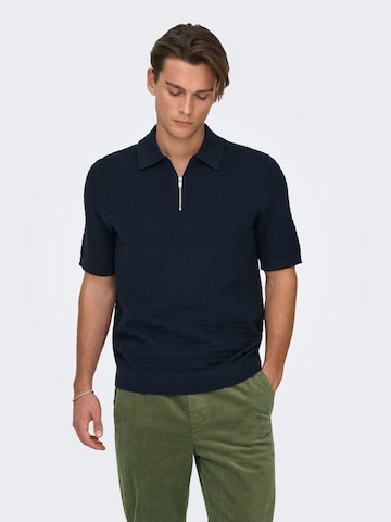 Only & Sons Sweater 'MENU' in Blue: front