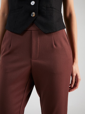 VILA Slim fit Pleat-Front Pants 'Varone' in Brown