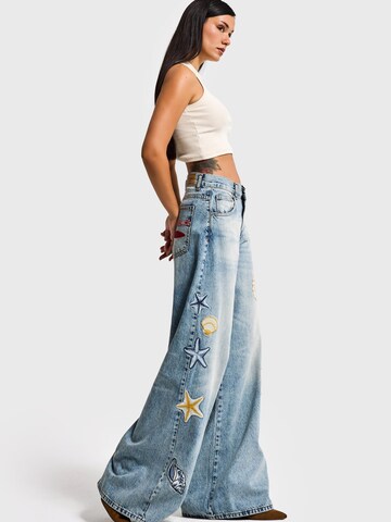 Wide Leg Jean 'PALAZZO MID RISE JEANS' IT'S BASIC en bleu