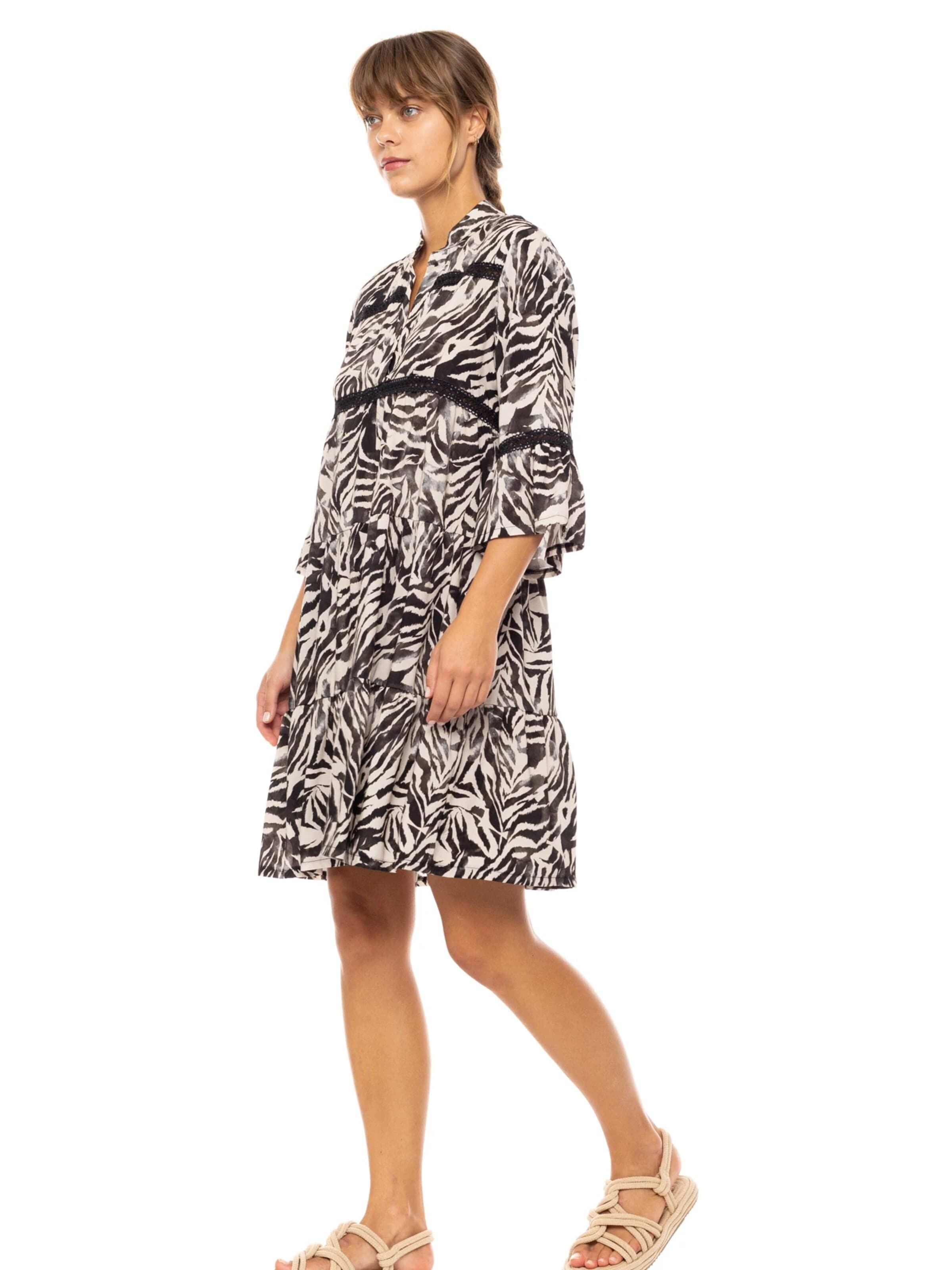 Pink Label - Vestido de verão 'BEACHWEAR BLACK LEOPARD' em preto