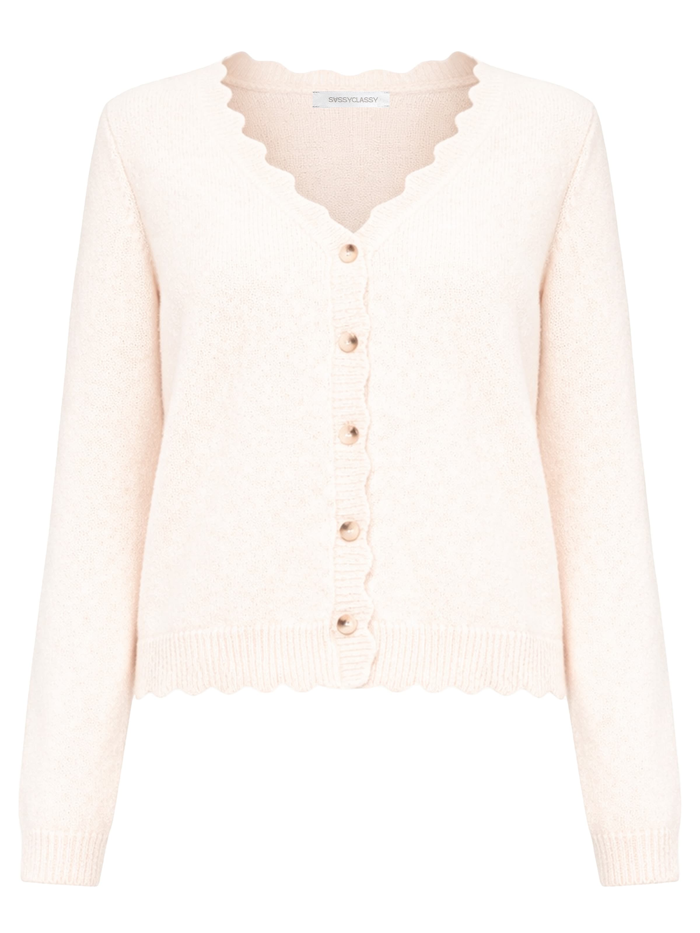 SASSYCLASSY Strickjacke in Weiß: Vorderseite