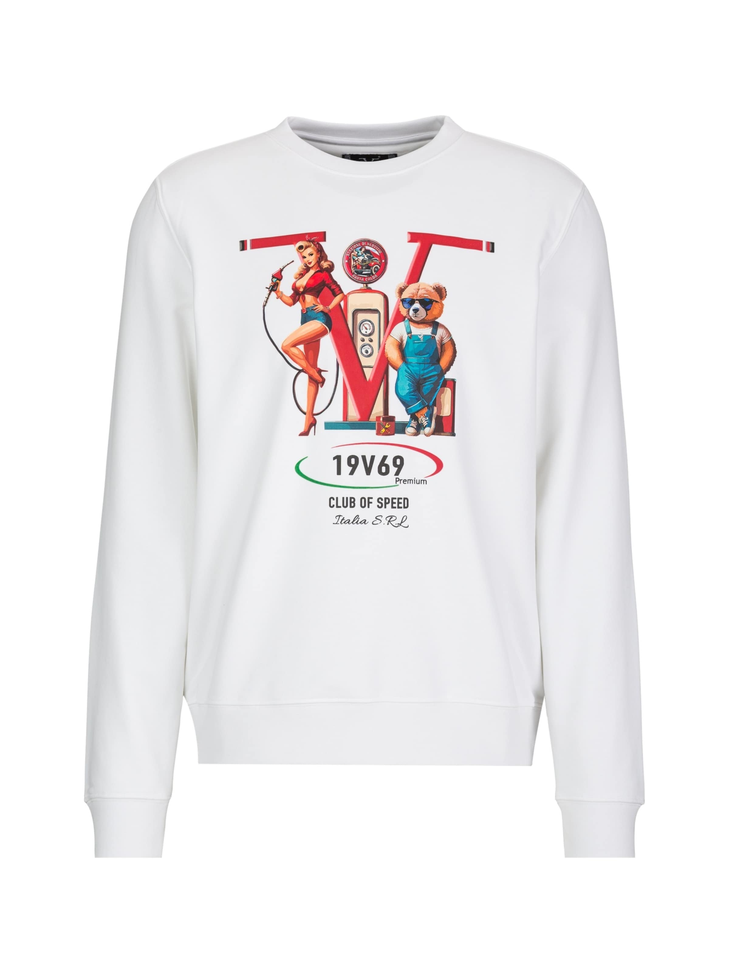 19V69 ITALIA Sweatshirt 'Nico Racing' in XXXL in Azure / Dark red / Black / White, Item view