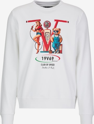 19V69 ITALIA Sweatshirt 'Nico Racing' in White: front