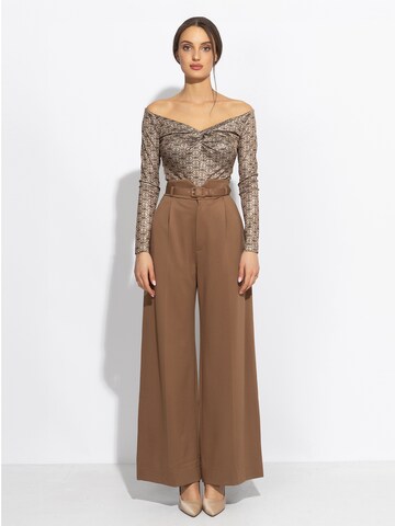 JIORO Wide leg Broek 'ESSENTIALS' in Beige