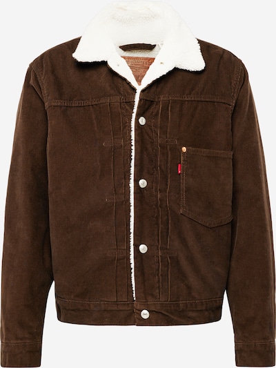 LEVI'S ® Casaco meia-estação 'Type 1 Sherpa Trucker Corduroy Jacket' em castanho escuro / branco natural, Vista do produto