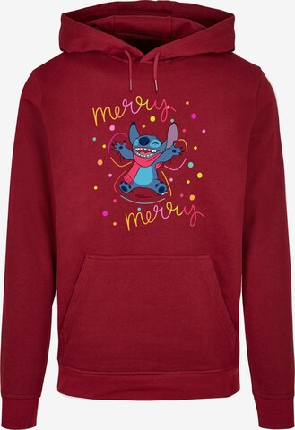 ABSOLUTE CULT Sweatshirt 'Lilo And Stitch - Merry Rainbow' in Red: front