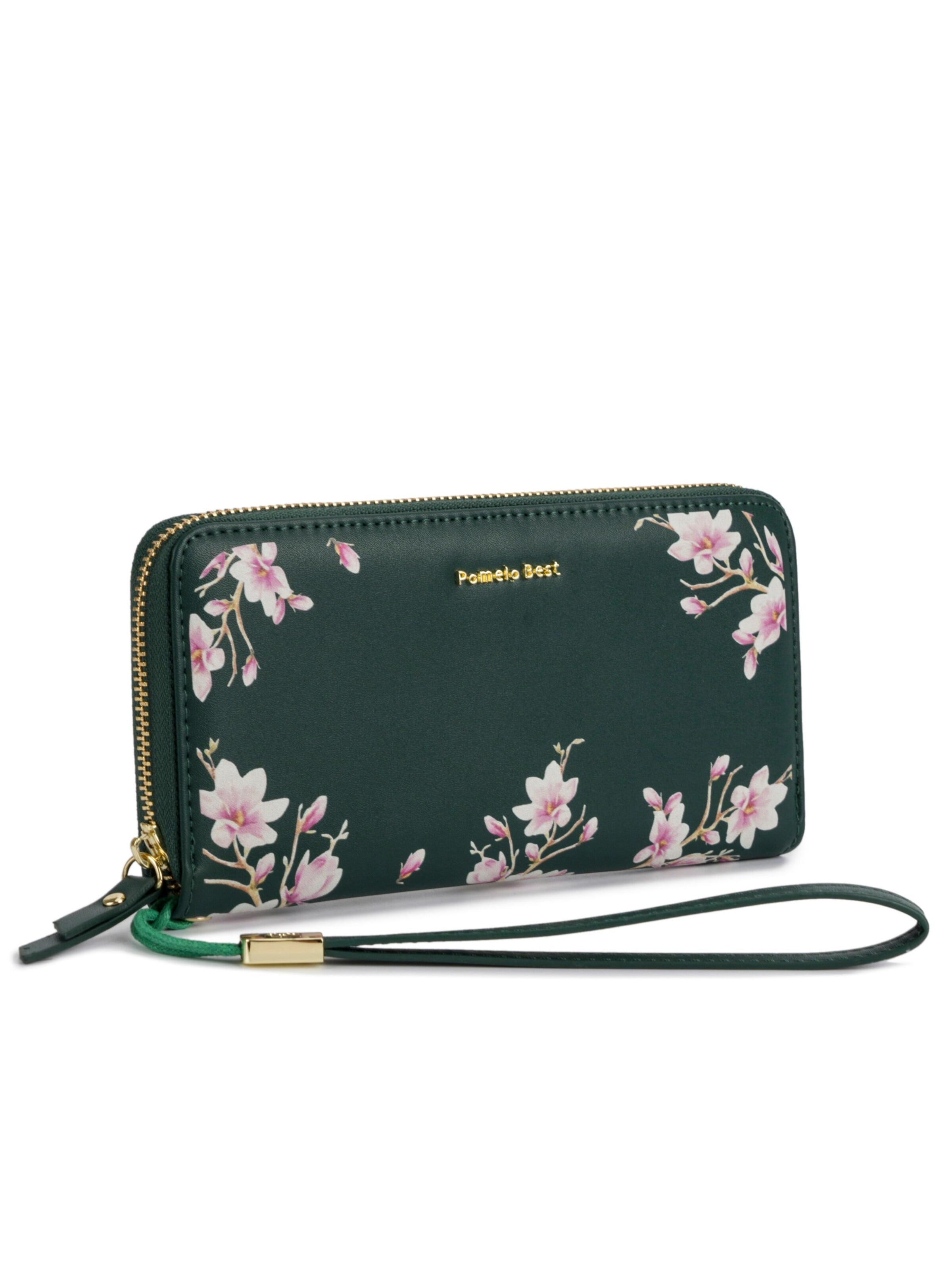 Pomelo Best Wallet 'Pomelo Best Portemonnaie Damen mit Blumenprint' in Green: front