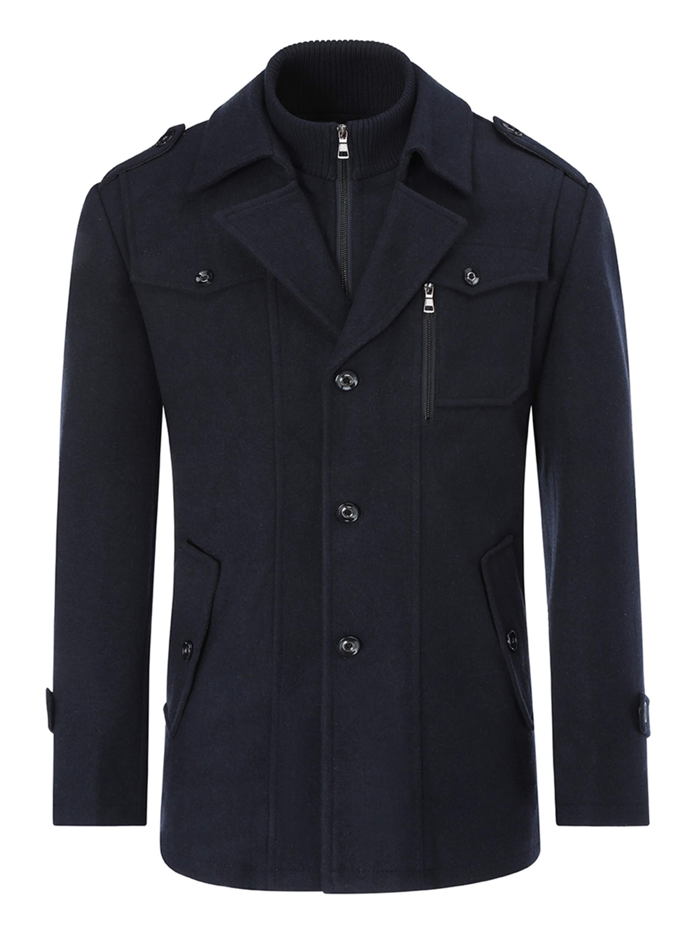 YOUTHUP Winter Coat 'Reverslinie' in Blue: front