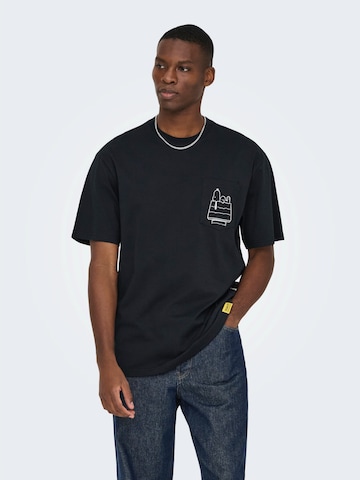 Only & Sons Tričko 'ONSPEANUTS' - Čierna