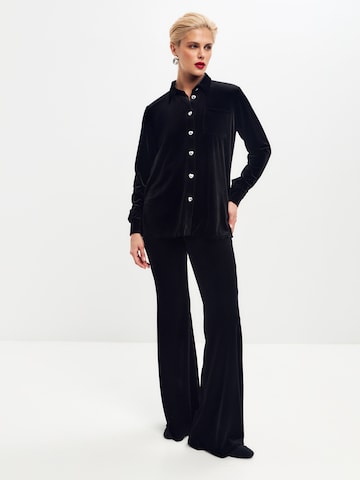 Chemisier 'Velvet Shirt' Serena Silueta en noir