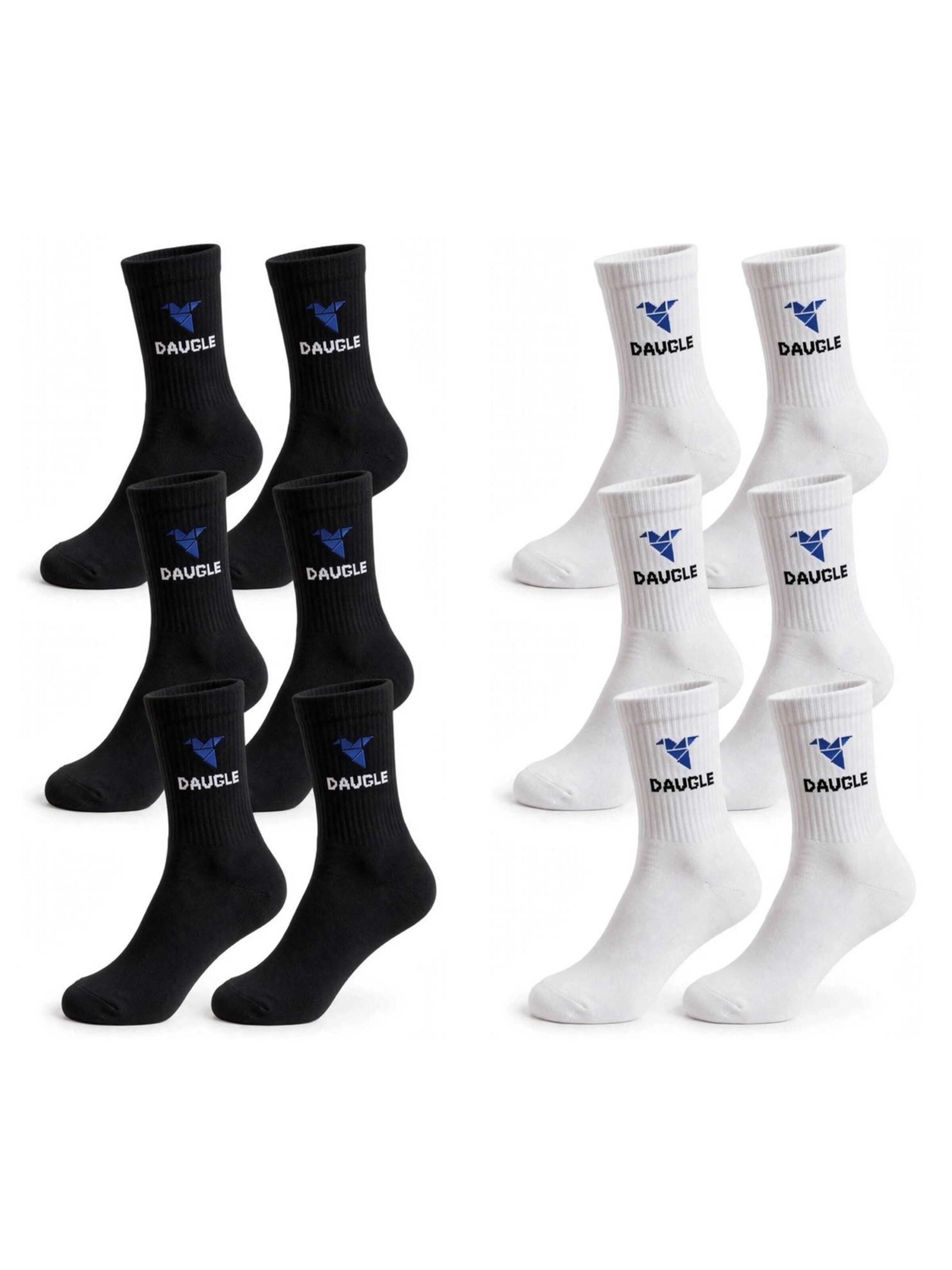 DAUGLE Athletic Socks 'Daugle Sport Socks (Black, White) Blue Logo' in Black: front