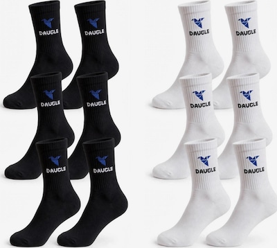 DAUGLE Sportsocken 'Daugle Sport Socks (Black, White) Blue Logo' in 39-42 in schwarz / weiß, Produktansicht