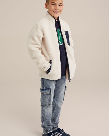 WE Fashion Fleece jas in Wit