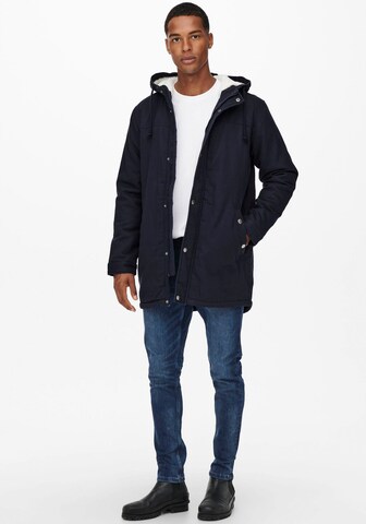 Parka mi-saison 'Alexander' Only & Sons en bleu